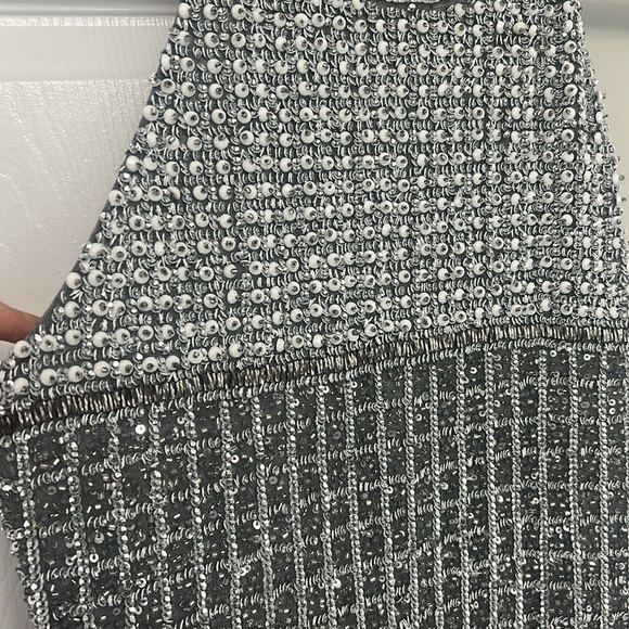 Parker Black Fully Embellished Silver Sequin Dress - Picture 7 of 12